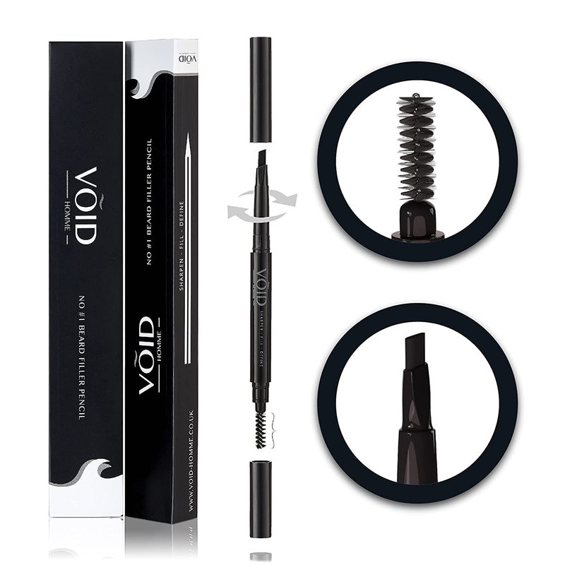 VOID Homme Beard Filler Pencil (Dark Brown) - Sweat & Waterproof, Smudge-proof, Cover Patches Instantly & Get Natural Beard Fullness