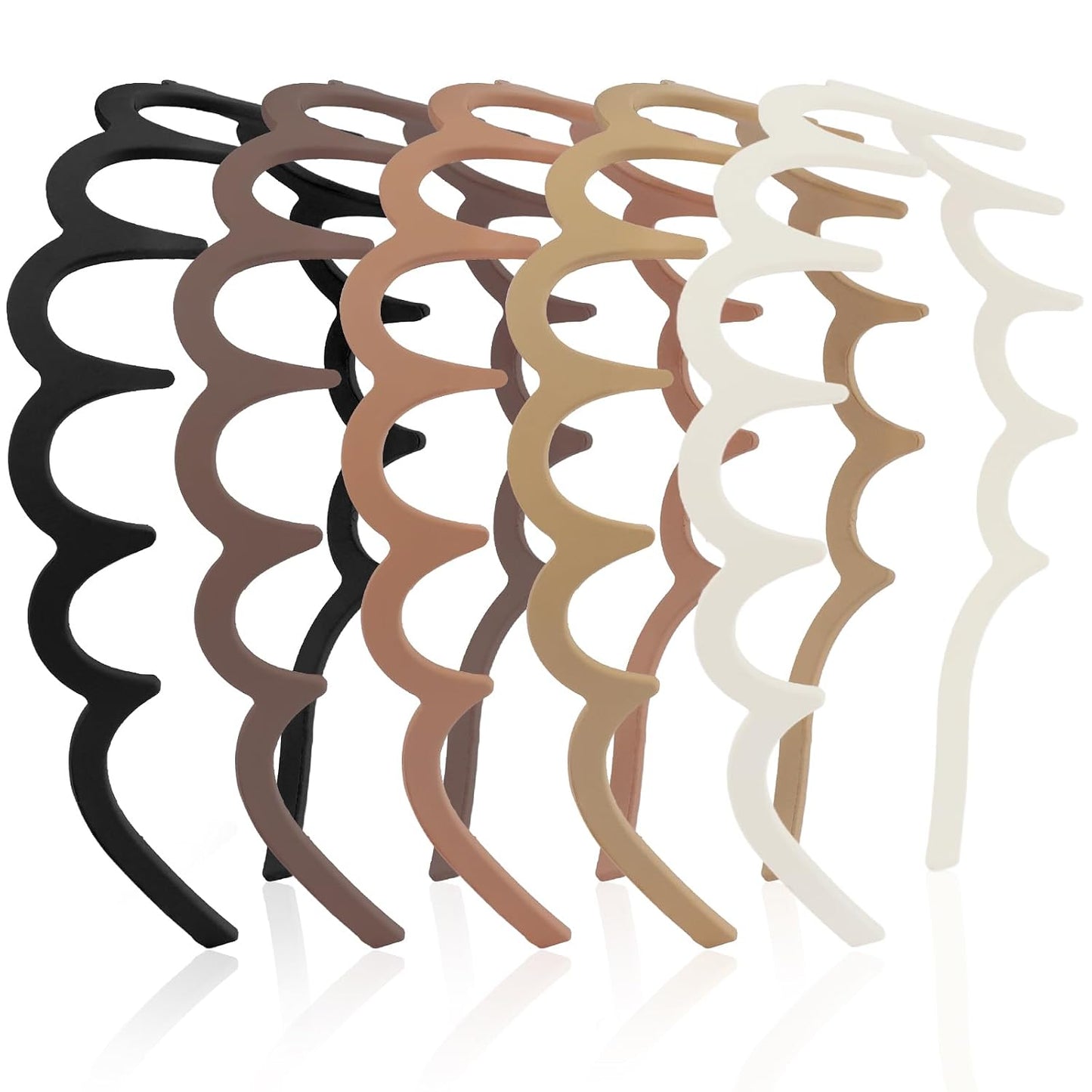 Zigzag Headbands for Women & Men - 5pcs Neutral Matte Non-Slip Hairbands | U-Shape Retro Design
