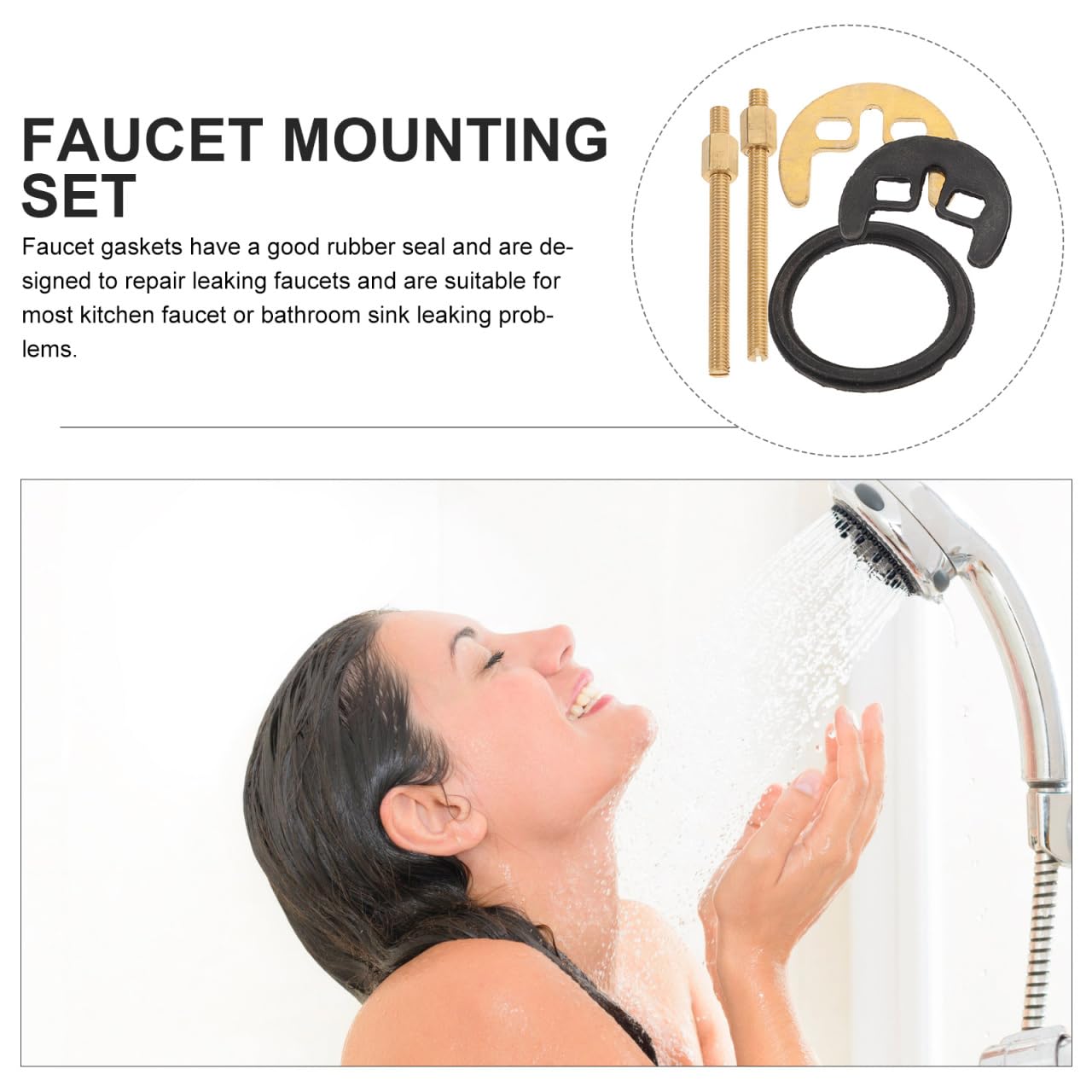 POPETPOP 1 Set Faucet Fixing Bracket, Faucet Fastening Circlip, Kitchen Antiloosing Nut Cap Fastening Circlip Washer Accessory Tool, Wash Basin Tap Fixing Fitting Kit