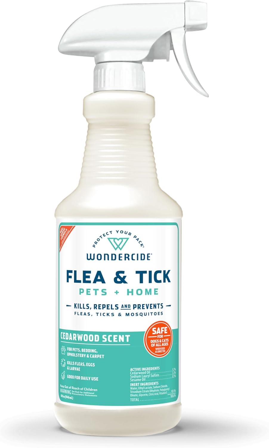 Wondercide Flea, Tick & Mosquito Spray - Natural Essential Oil Formula for Pets & Home | Lemongrass, 16 oz
