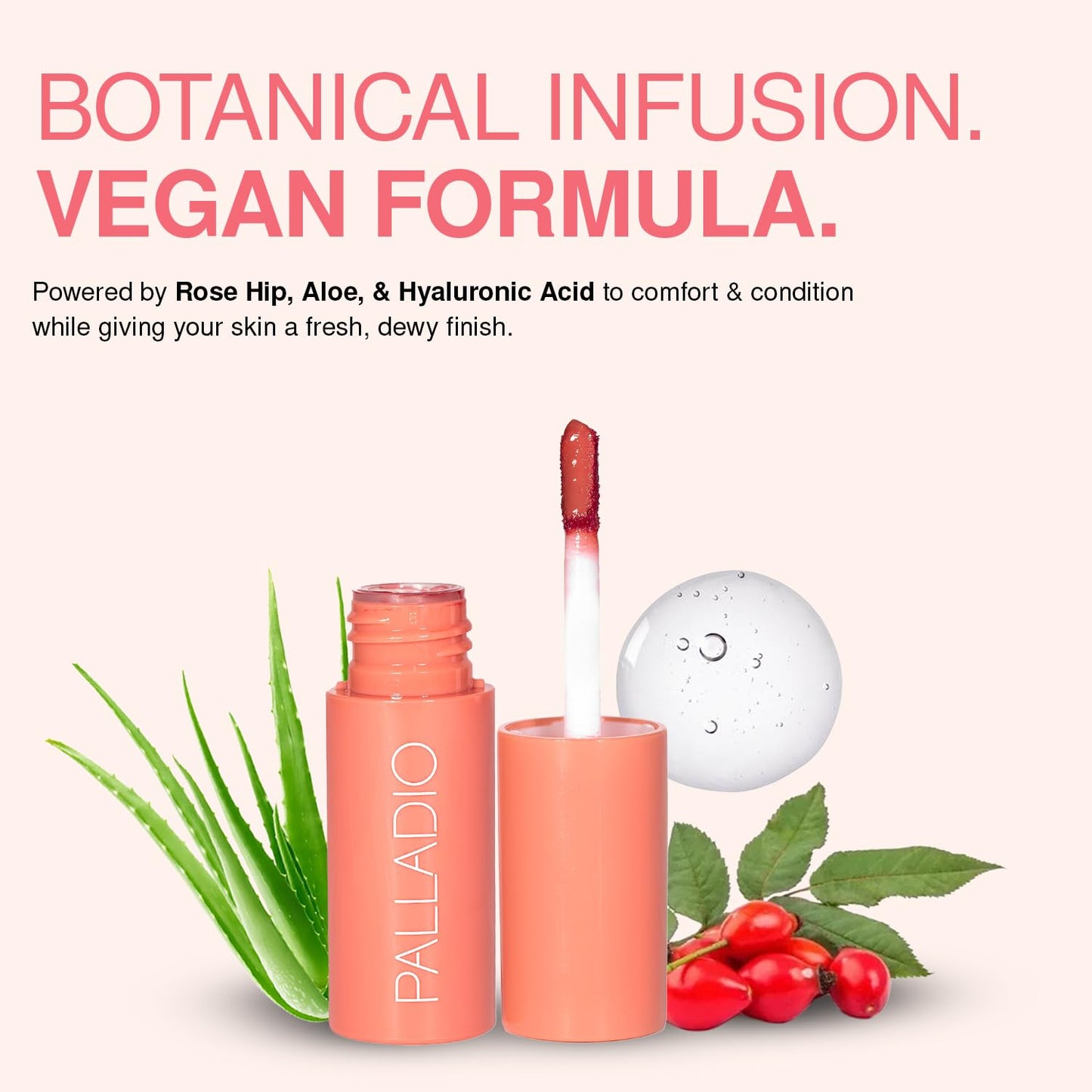 Palladio Jelly Tint - Vivid Color Liquid Stain for Cheeks & Lips | Lightweight, Non-Sticky, Cherry Rose