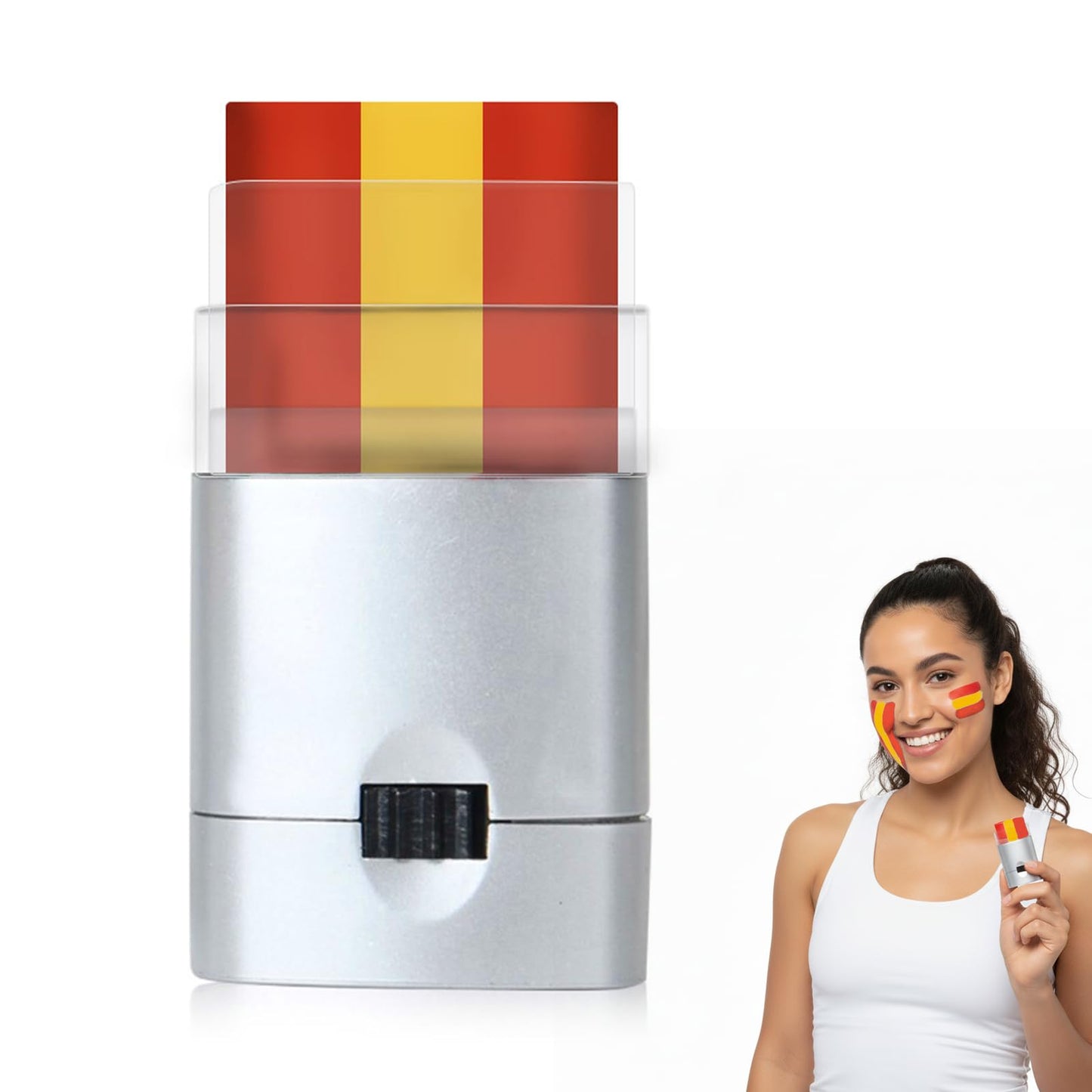 Threetols Patriotic Face Paint Sticks, Yellow Red Spain Flag Paints Sticks for Football Face Paint Spain Flag Makeup Stick for Rugby, Softball, Baseball, Soccer, Lacrosse Players Fans