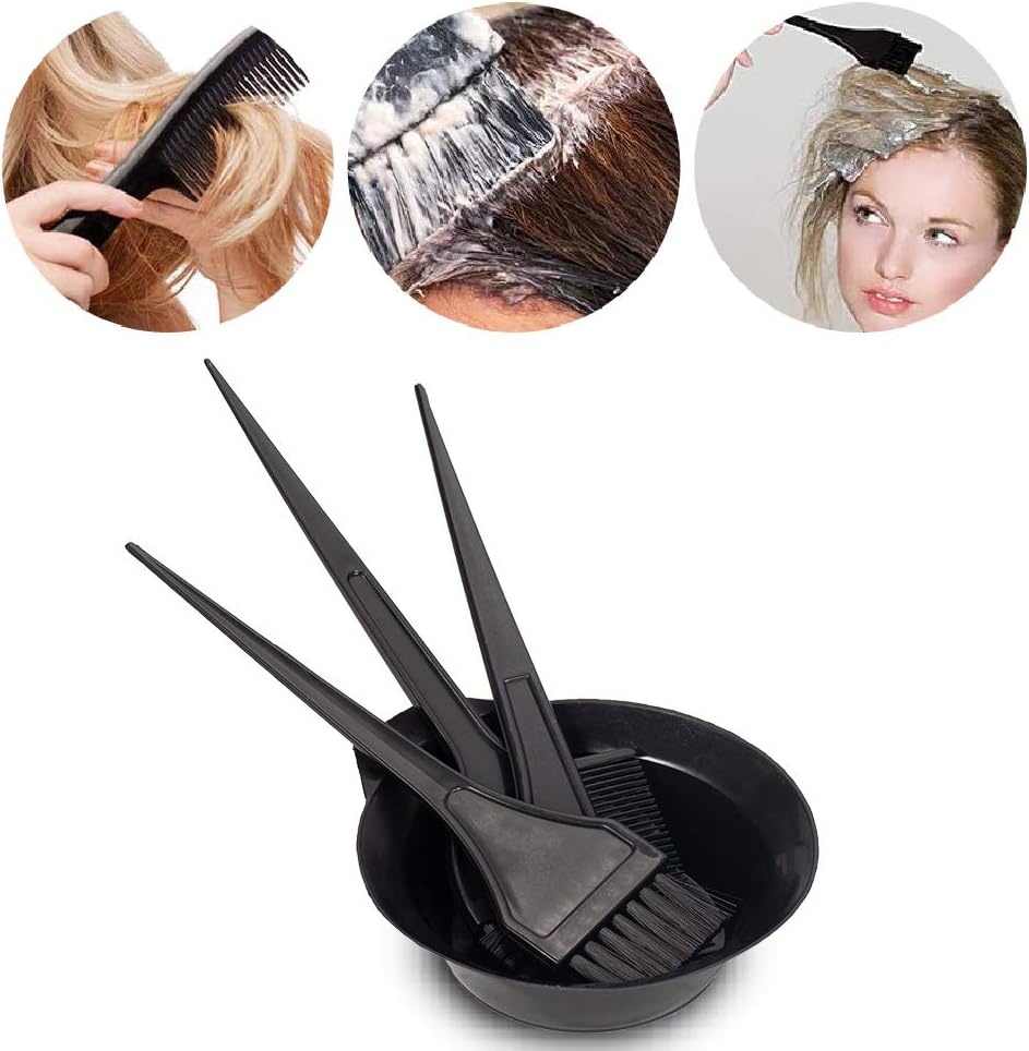 Hair Dye Brush and Bowl Set - Mixing Bowl & Tint Comb Tool for Easy Hair Coloring | Black