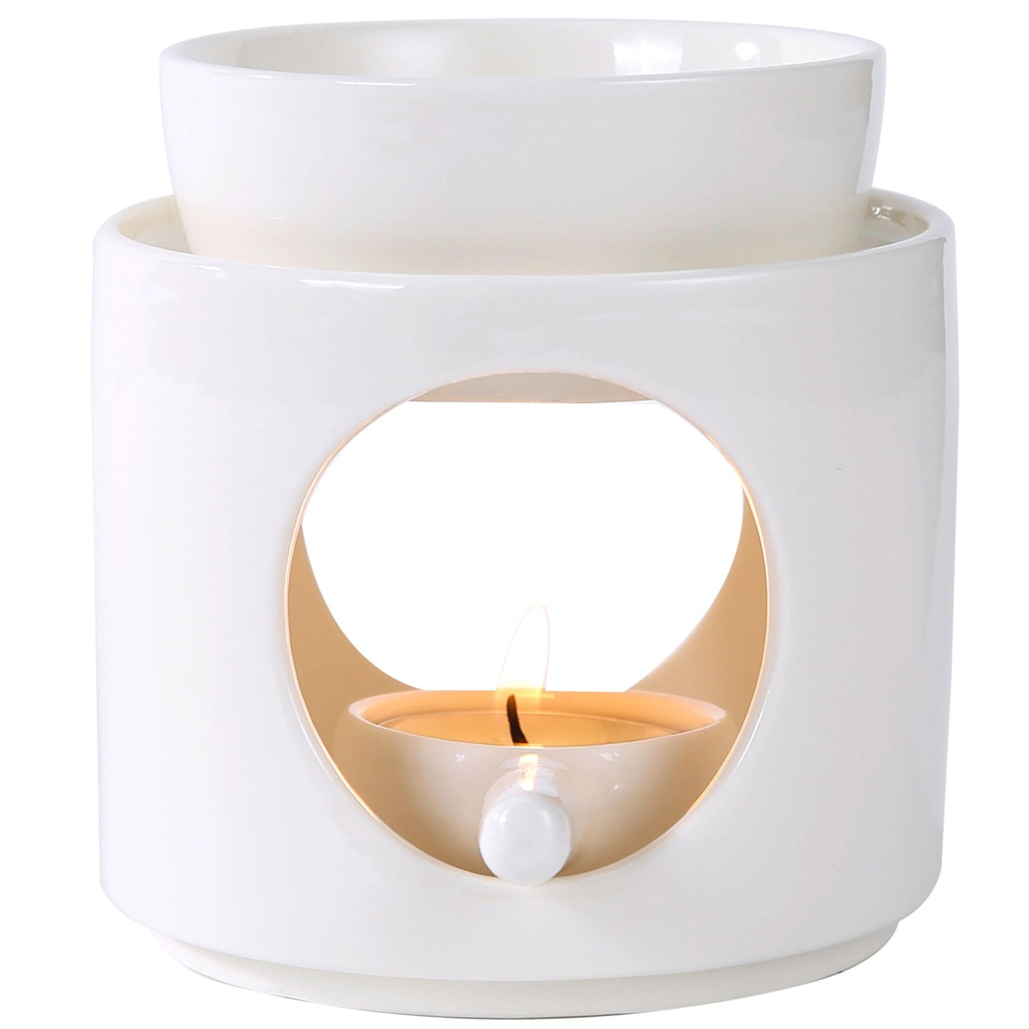 Auxmeware - Essential Oil Burner for Scented Oil, Oil Warmer, Tealight Wax Melt Warmer, Candle Diffuser, Tea Light Holder, White