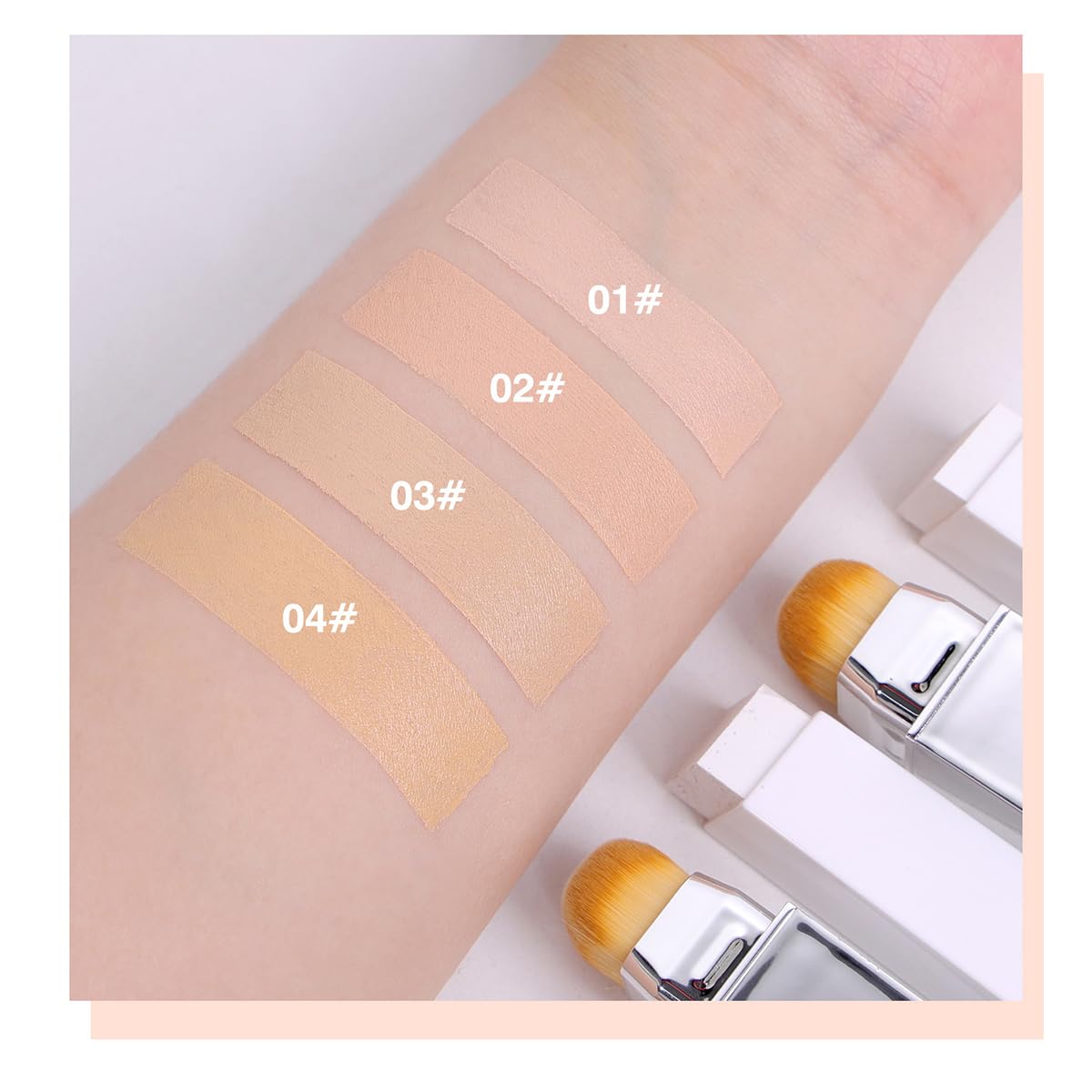 Color-Changing Foundation Stick - 2 in 1 Cream Lumine Makeup with Brush | Satin Glow Finish, Classic Ivory