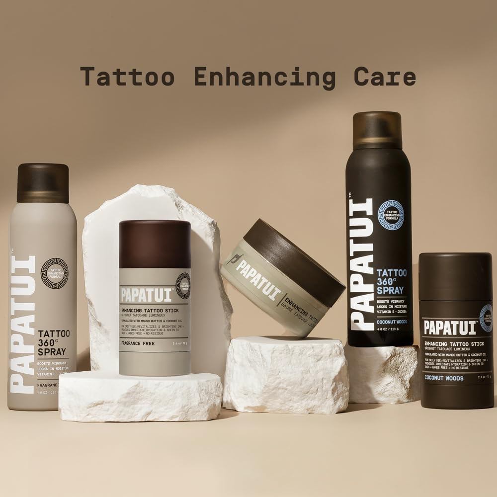 PAPATUI by Dwayne Johnson Mess-Free Enhancing Tattoo Stick | Revitalize, Protect and Brighten Tattoos | Made with Vitamin E | Fragrance-Free | 2.6oz