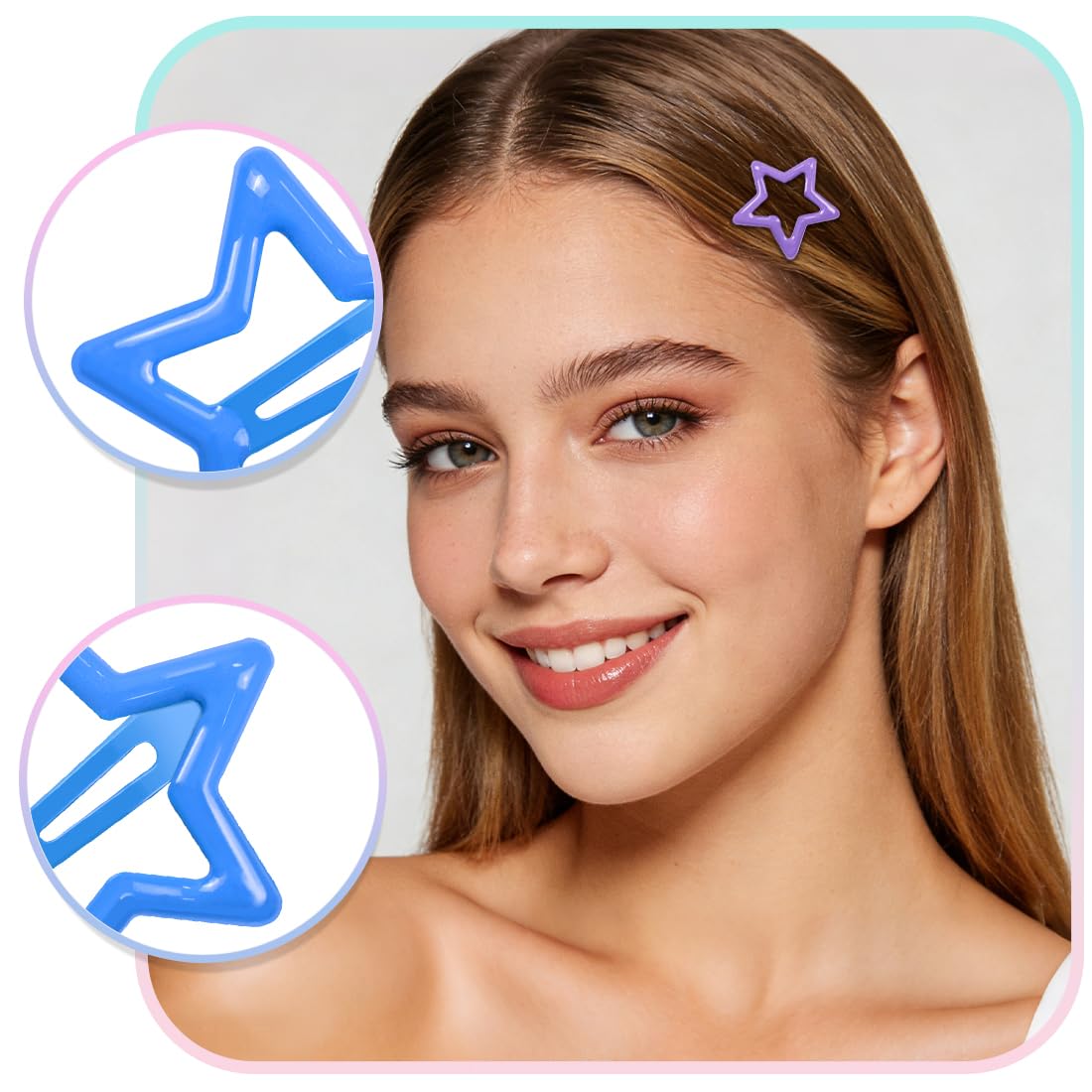 64 Pcs Cute Metal Star Snap Hair Clips for Women & Girls - Strong Hold Small Barrettes for Thin, Fine & Short Hair