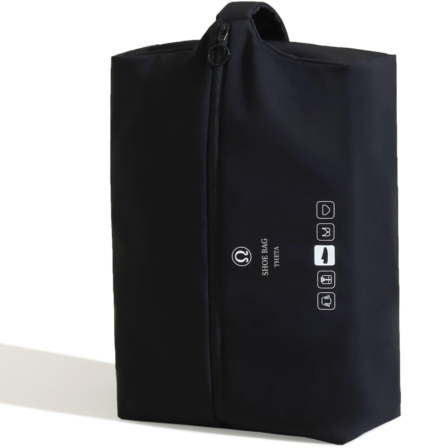 tianzong Double-Layer Fabric Wide-Opening Waterproof Travel Shoe Bag with Comfortable Handle (T400+TPU, Black)