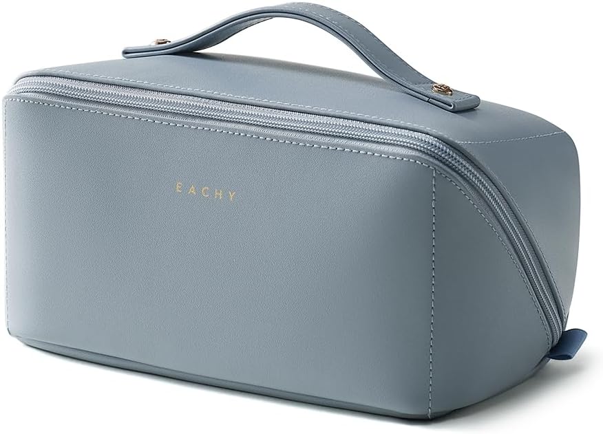 Travel Makeup Bag - Large Capacity Waterproof PU Leather Cosmetic Organizer for Skincare & Brushes | Portable Toiletry Bag