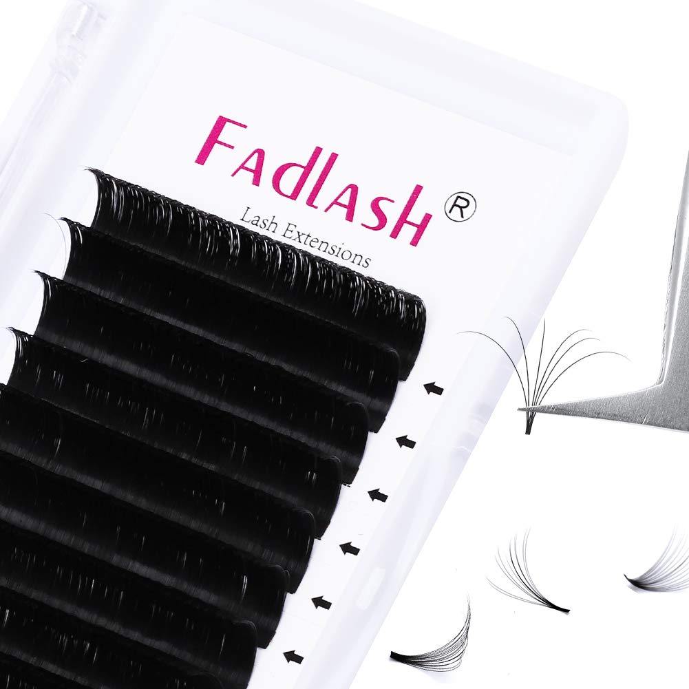 Easy Fan Lash Extensions - D Curl 0.07 Volume Mixed Trays | Soft Individual Lashes 8-14mm