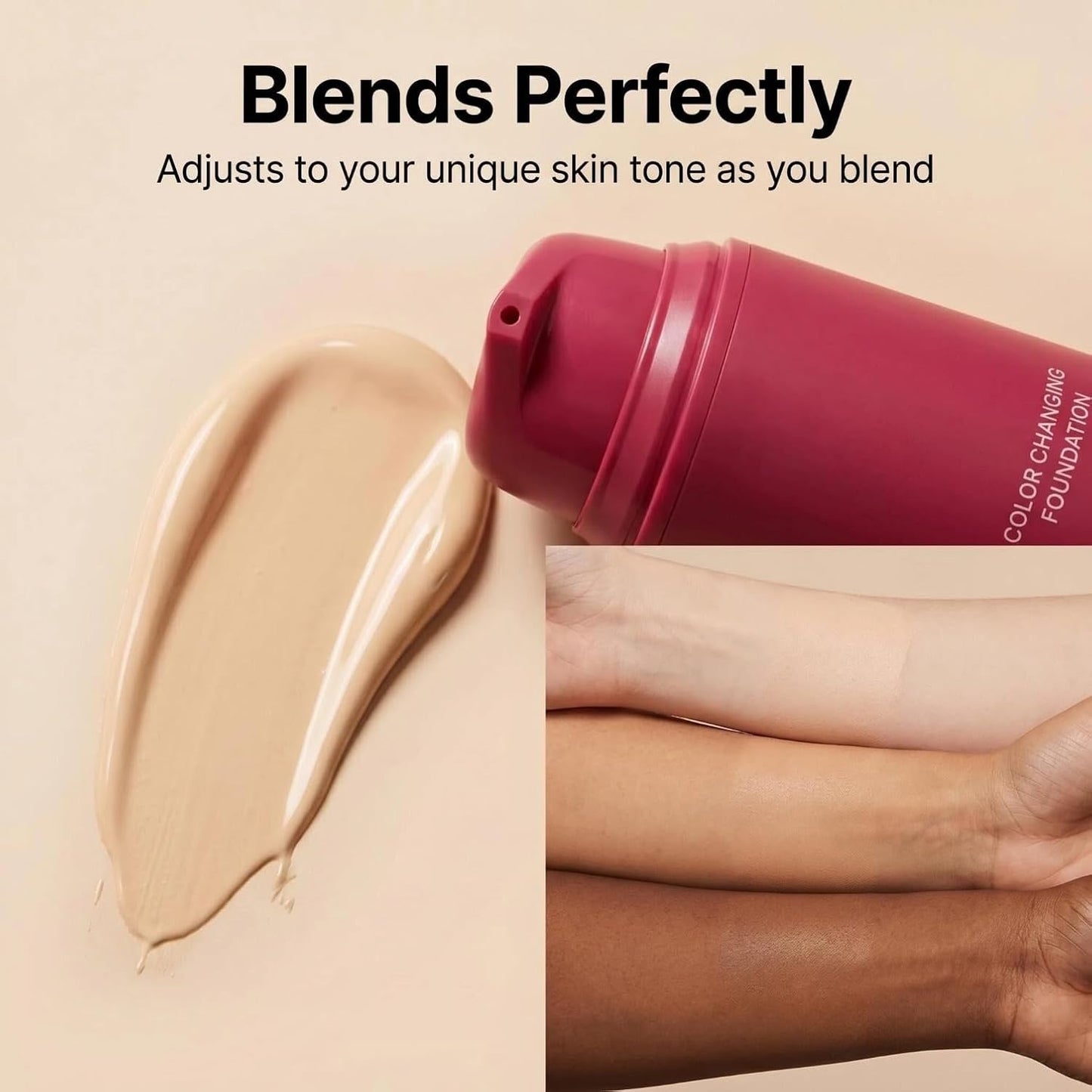 Color Changing Foundation - Skin Tone Adapting Liquid Makeup for Natural Finish | Lightweight, SPF 15, 1 Fl Oz