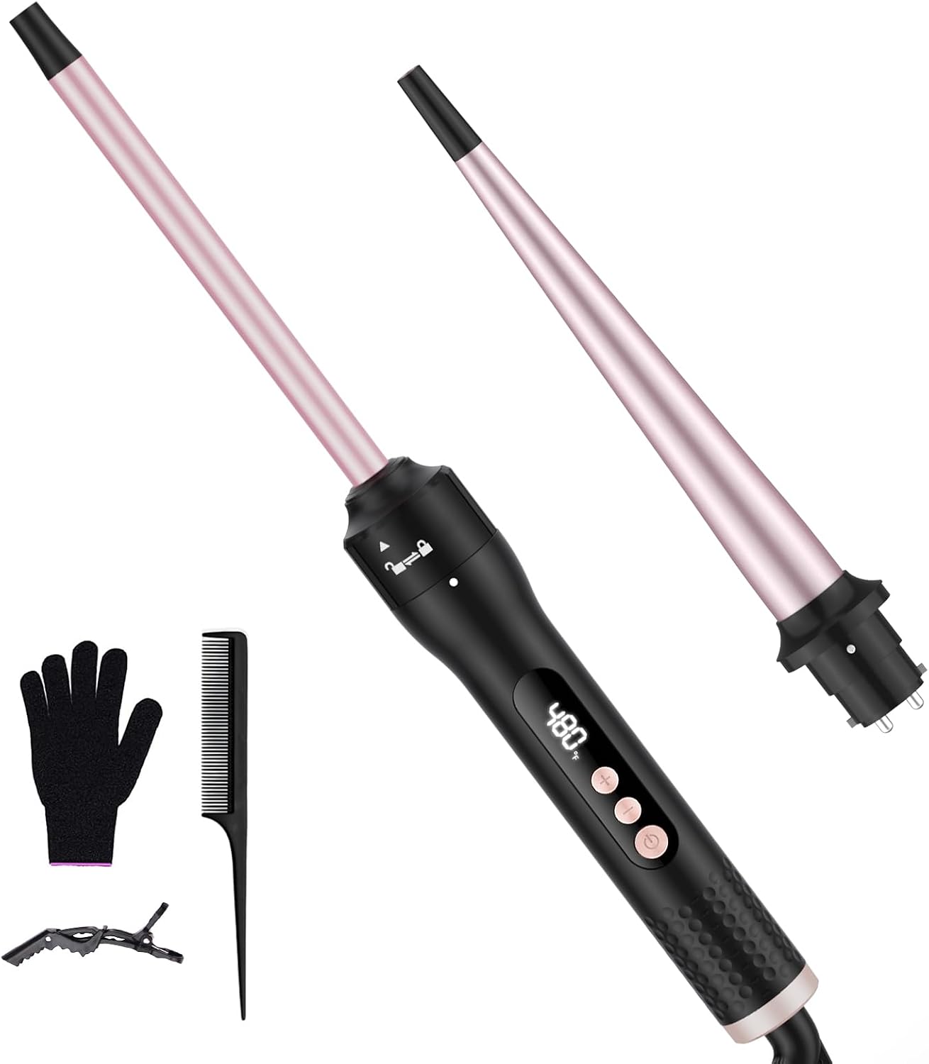Professional 1/2 Inch Curling Iron - Ceramic Tiny Curling Wand for Short & Long Hair | 2 Temperature Settings, Includes Heat Protective Glove
