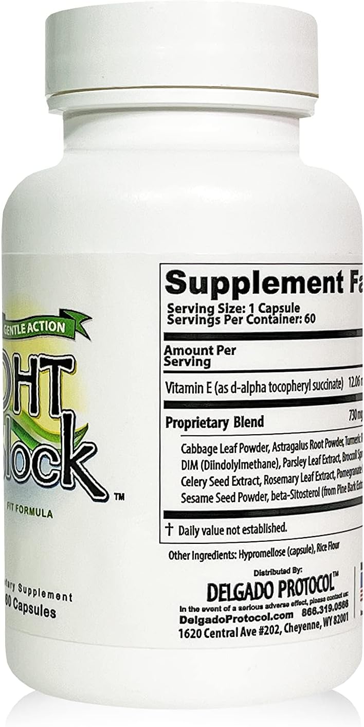 DHT Blocker Supplement - Natural Hair & Skin Support with Dim, Turmeric & Astragalus | 60 Vegan Capsules