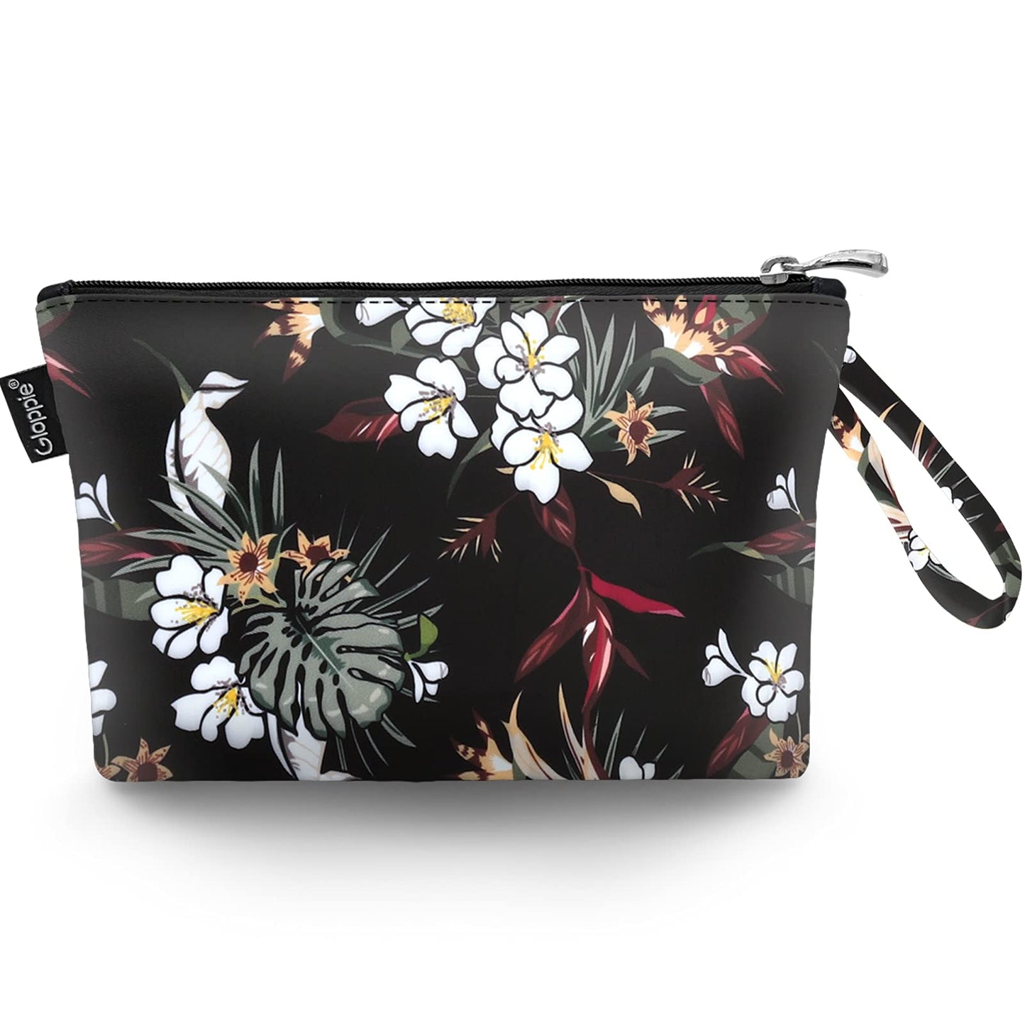 Gloppie Small Makeup Bag for Purse Portable Cosmetic Bag Aesthetic Floral Makeup Pouch Wristlet Pouch for Women Big Red Flower
