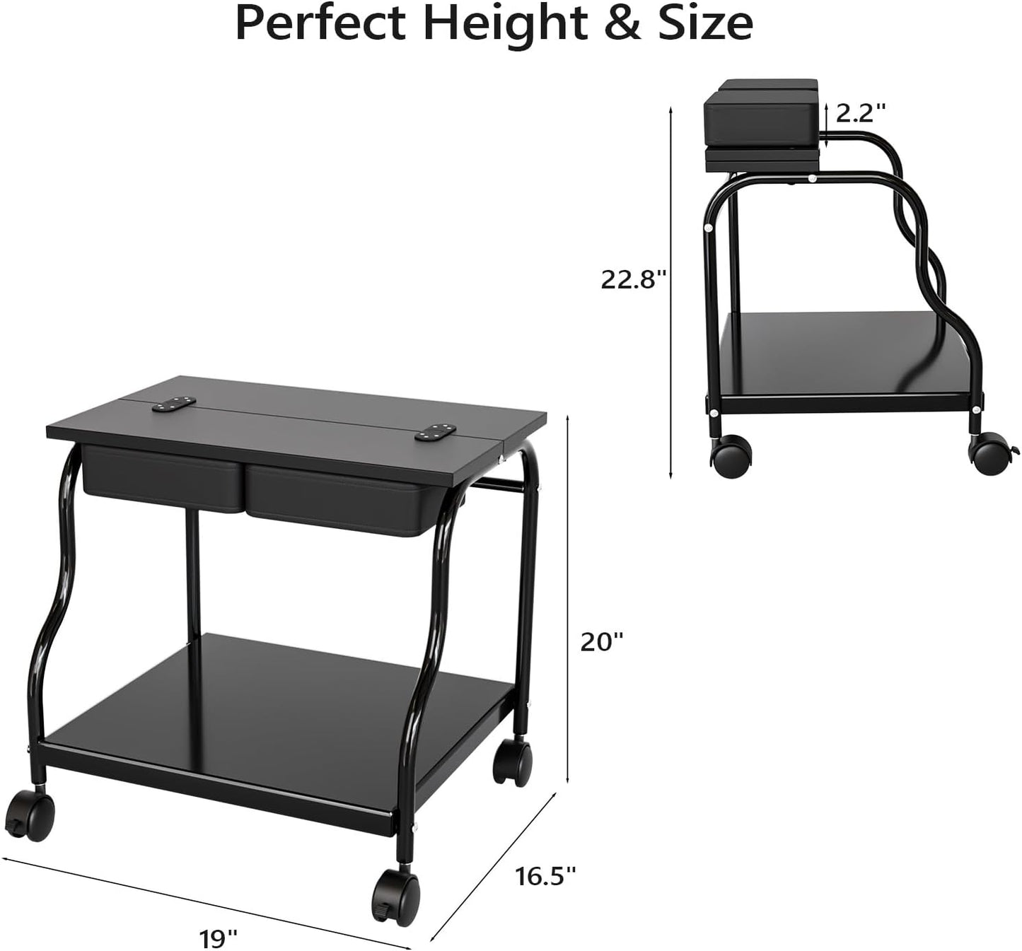 Mobile Pedicure Spa Cart - Beauty Salon Foot Bath Trolley with Lockable Wheels & Storage Shelves | Black