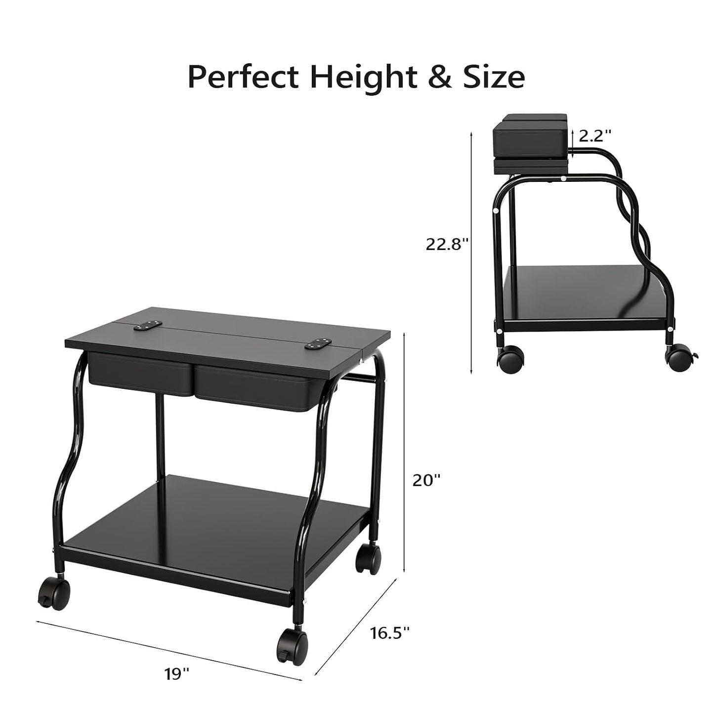 Portable Pedicure Cart - Adjustable Foot Bath Trolley with PU Cushion & Locking Wheels | Ideal for Spa, Salon & Home (Black)