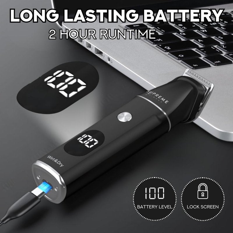 Supreme Trimmer All-in-One Waterproof Multigroomer for Men | Beard, Body, Pubic & Nose Hair Trimmer Kit | No-Nick LCD Grooming Clippers, Rechargeable Full Body Shaver | SMG3030