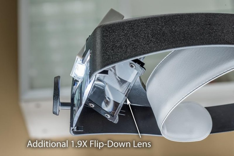 SE Illuminated Dual Lens Flip-in Head Magnifier, Head Magnifier, Tools for Repair & Precision Work, Adjustable Headlamp, 4.5X Loupe Magnifying, Black