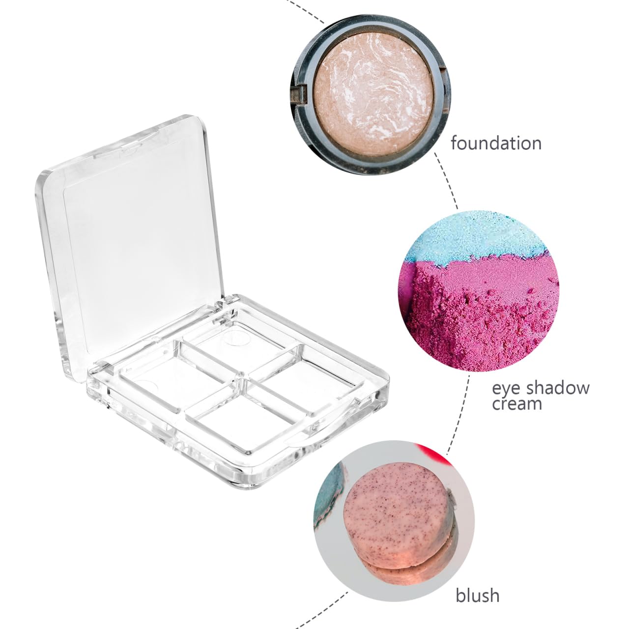 Empty Lipstick Palette - 4-Grid Refillable Depotting Case for Lipstick, Eyeshadow & Blush | Clear DIY Makeup Organizer for Women