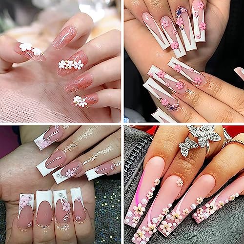 3D Flower Nail Charms Set with Rhinestones & Pearls for Nail Art - BSBTBZ