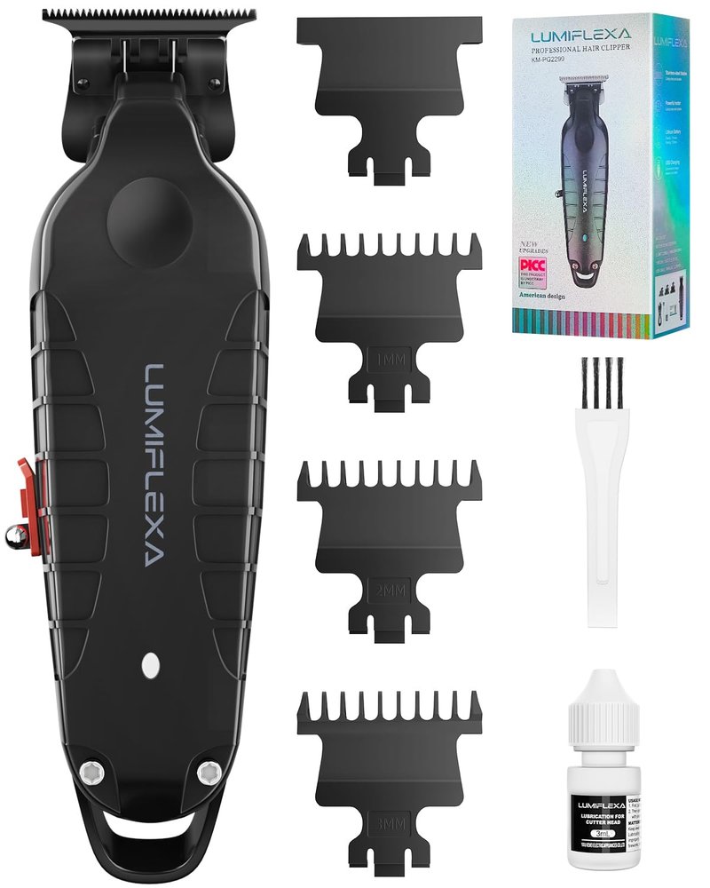 Lumiflexa Professional Hair/Beard Trimmer for Men, USB-C Rechargeable Hair Trimmer for Men with Stainless Steel Blades, Zero Gapped Hair Clippers for Barber, Cordless Rechargeable Hair Clippers