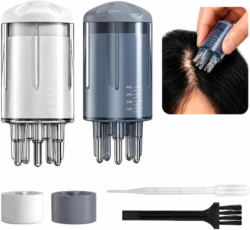 Minoxidil Applicator - 2 Pack Scalp Comb with Brush & Dropper | Precision Hair Oil Dispenser for Targeted Application