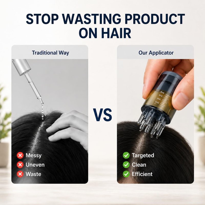 Minoxidil Applicator - 2 Pack Scalp Comb with Brush & Dropper | Precision Hair Oil Dispenser for Targeted Application