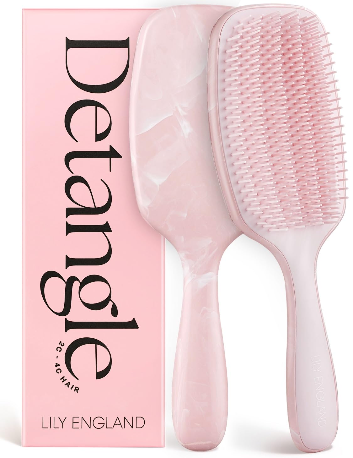 Lily England Detangling Brush - Pain-Free Styling for Curly Hair | Flexible Bristles, Rose Gold Design