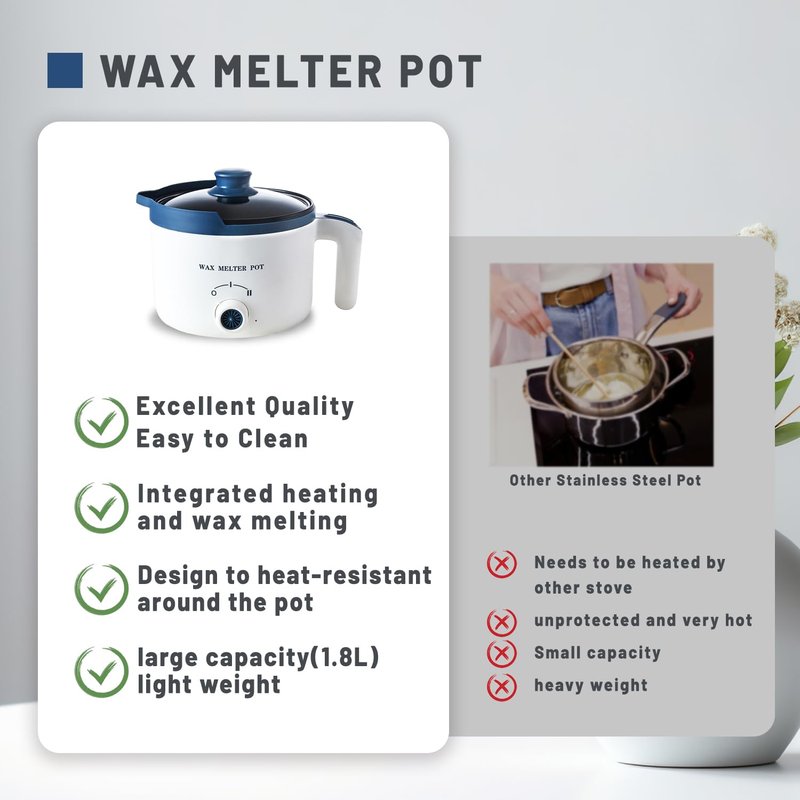 Electric Wax Melter for Candle Making with Pouring Spout, Non-Stick Small Candle Making Pouring Pot, Candle Melting Pot
