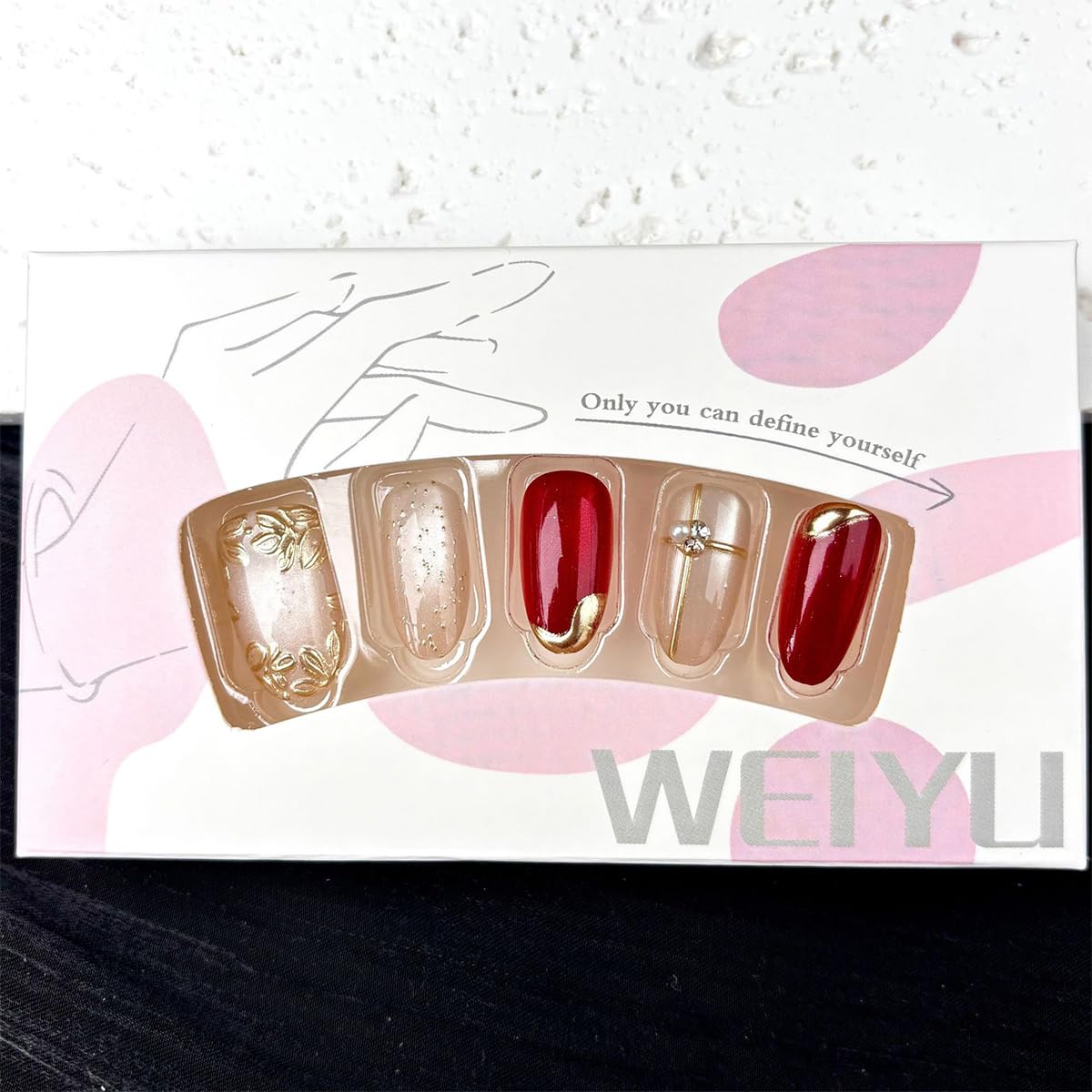 Gold Flower Press-On Nails - 24 Pcs Short Almond Design with 3D Pearl & Glitter | Reusable Acrylic for Weddings & Parties