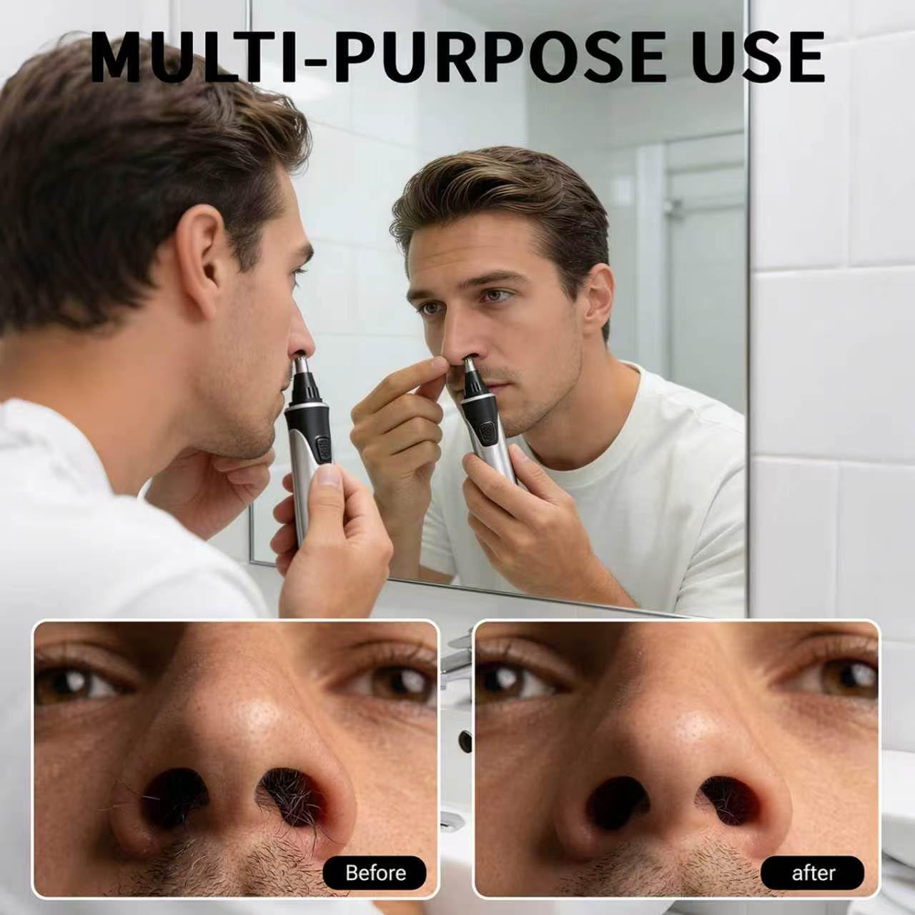 Electric Nose Hair Trimmer for Men, 2026 Professional 2 in 1 Painless Rechargeable Nose and Ear Hair Clipper, IPX7 Waterproof, Type-C Fast Charging, 6-Month Battery Life,Gifts for Father(Blue)