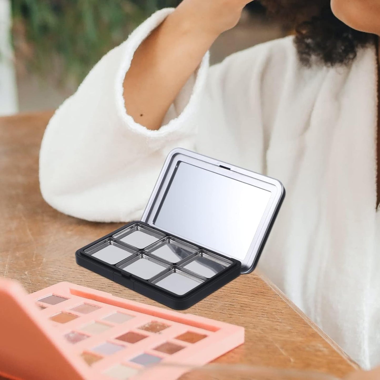 Magnetic Makeup Palette with Mirror - Empty Eyeshadow & Lipstick Organizer for Makeup Storage | Versatile & Stylish Design