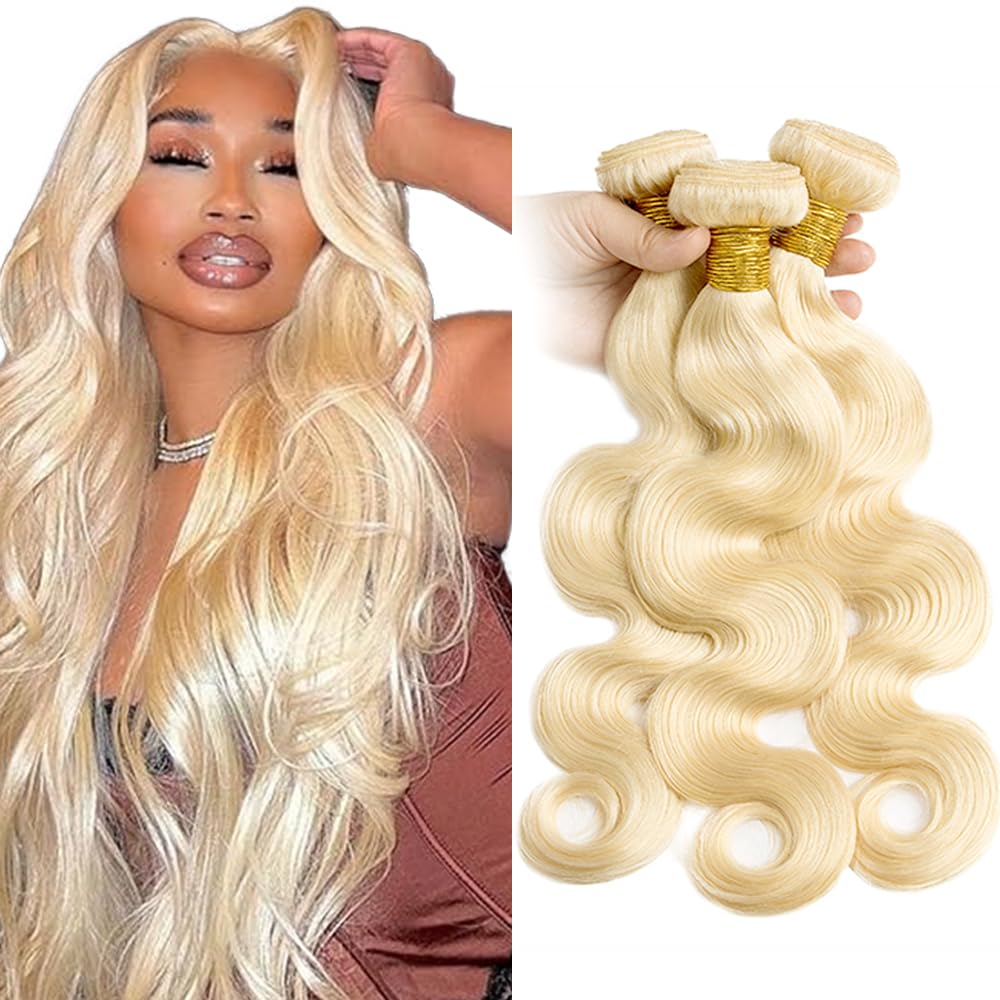 Blonde Bundles Human Hair 613 Body Wave Bundles 14 16 18 inch 150g Double Weft Soft Real 613 Blonde 3 Bundle Human Hair Extensions