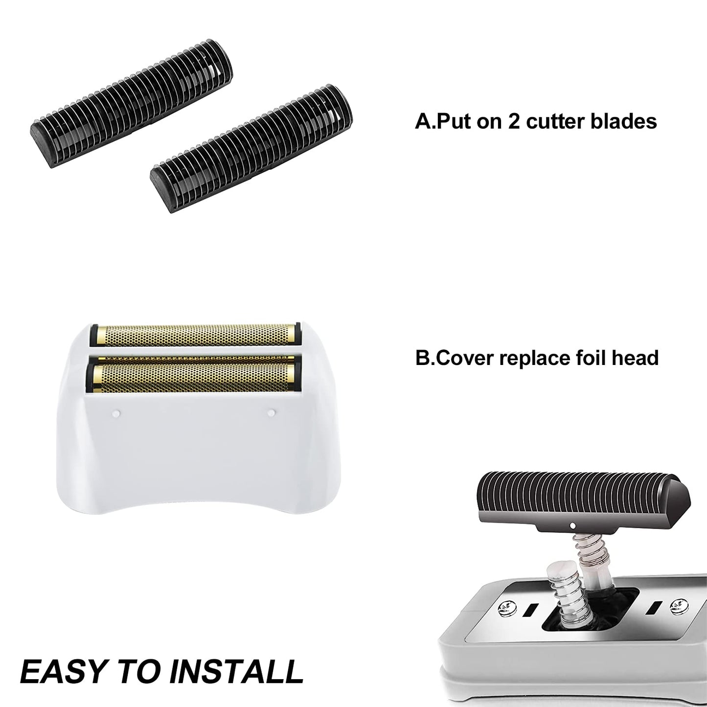 2 Packs Pro Shaver Replacement Foil and Cutters Compatible With Andis #17155 & #17150 Shaver Pro Foil (golden)