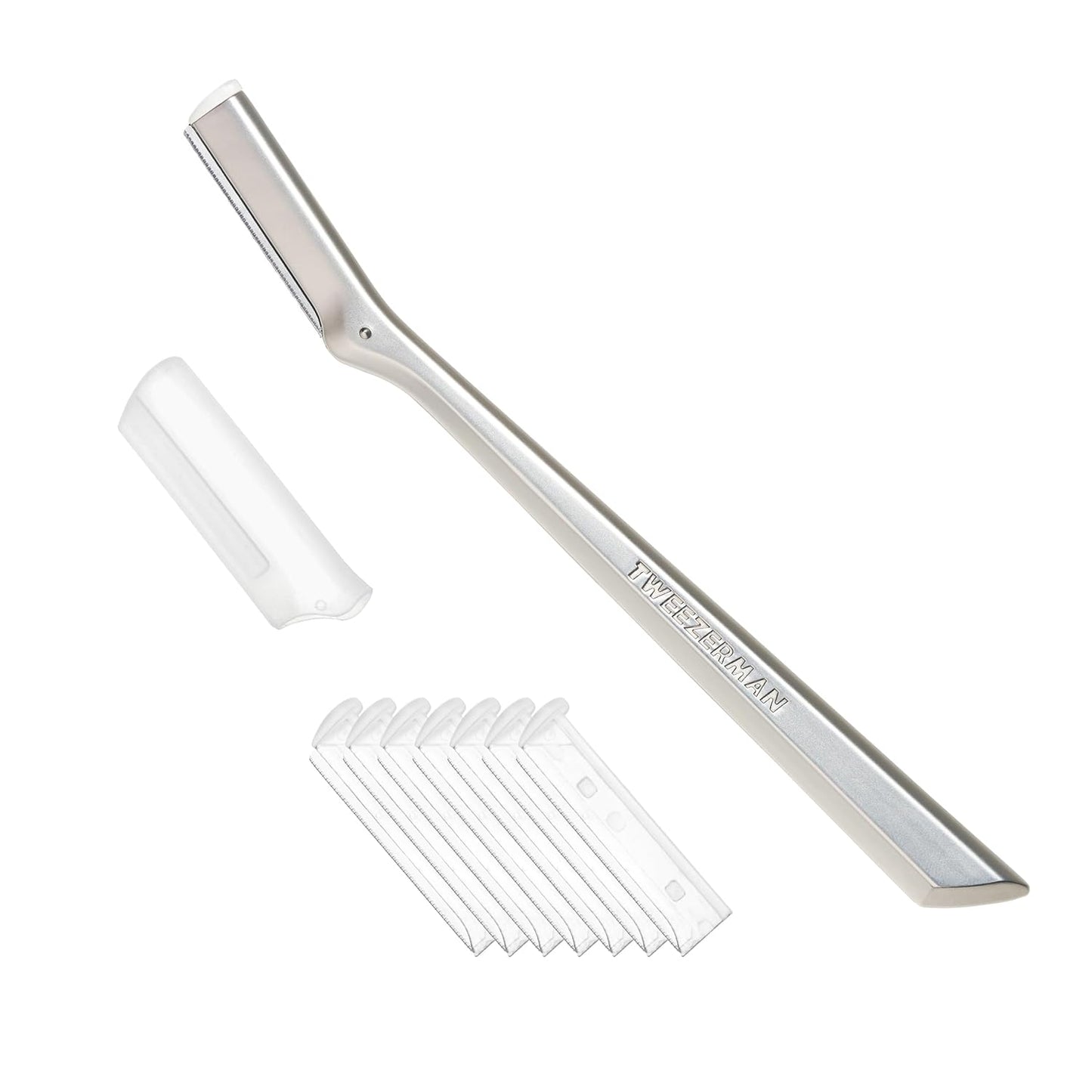 Tweezerman Stainless Steel Facial Razor - Precision Shaving Tool with 7 Replacement Blades