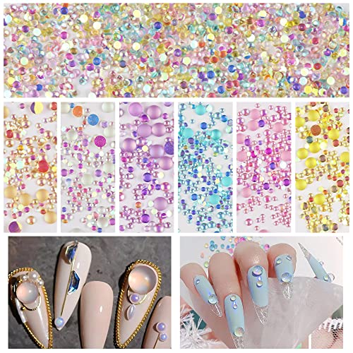 FULZTEY Crystal Mermaid Rhinestones Set 810Pcs Matte Candy Color Nail Art Gem