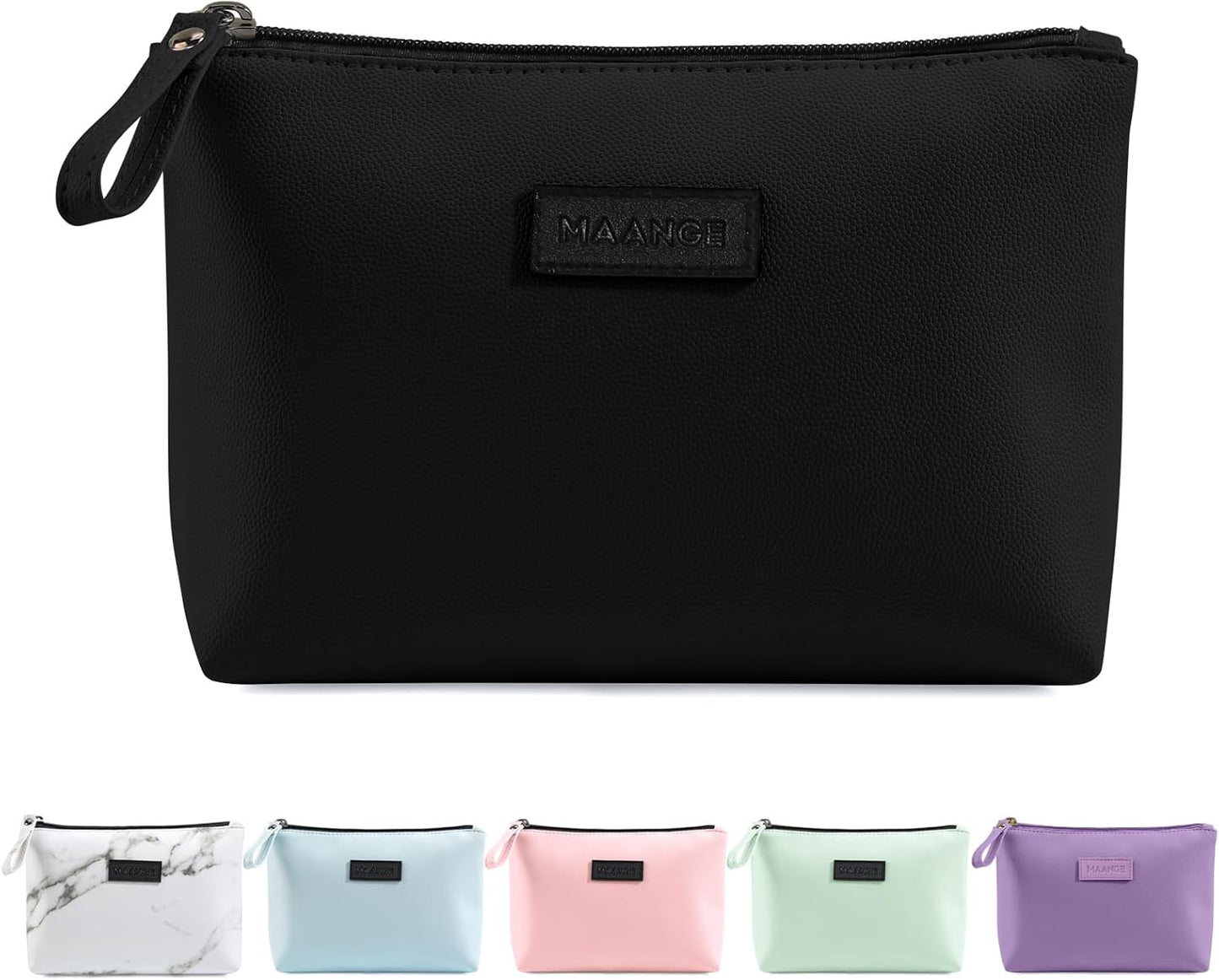Cosmetic Bags for Women - Small PU Leather Makeup Pouch | Travel-Friendly Zippered Design