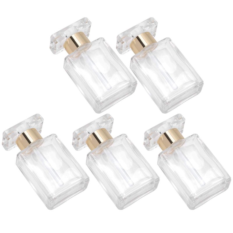 5pcs Clear Glass Empty Perfume Bottles, Travel Portable, Refillable Perfume Bottles, 17ml. Compact design, perfect for storing perfumes and essential oils.