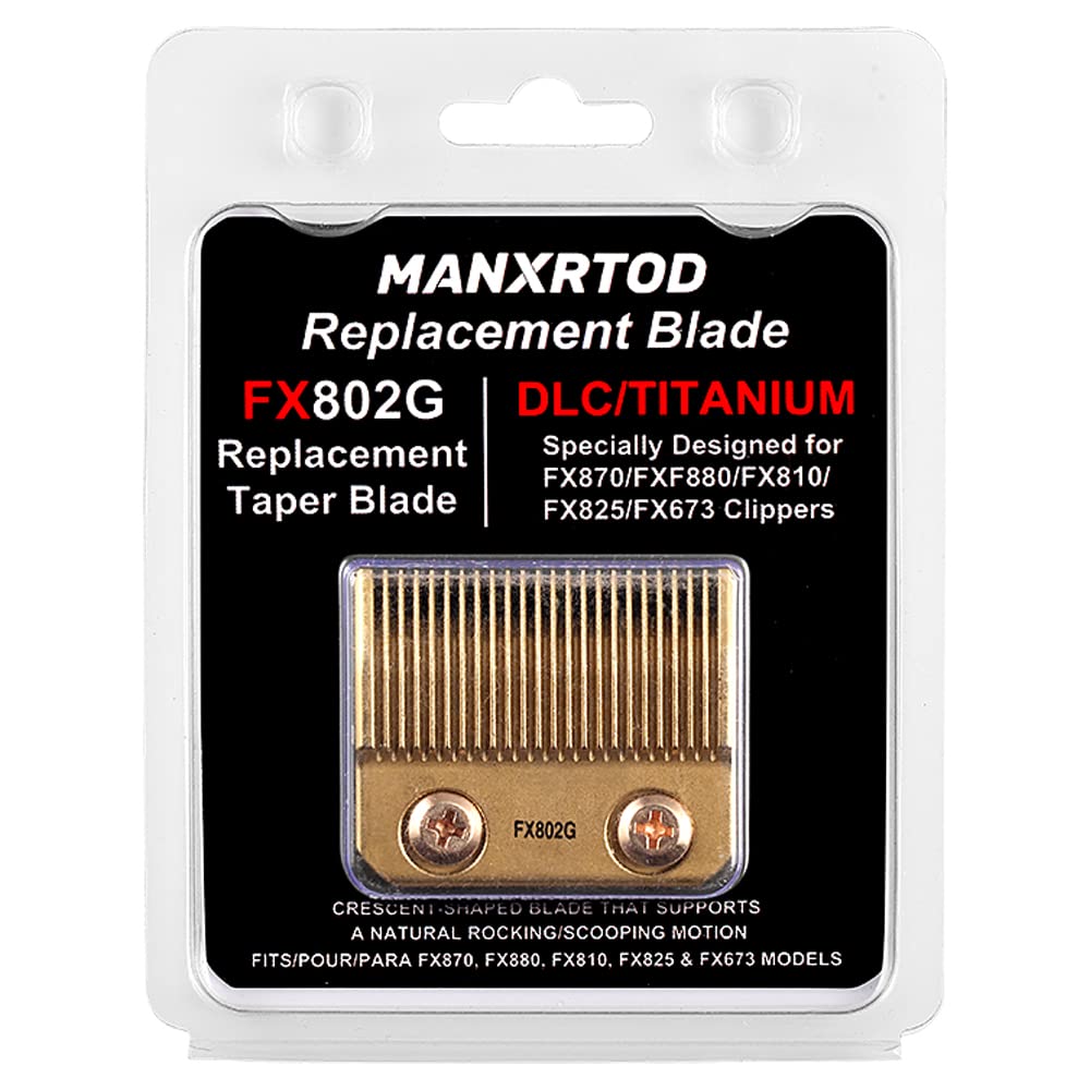 Replacement Blades for FX870/FXF880/FX810 Clippers - DLC Gold Taper Blades | Compatible with BaByliss FX802G