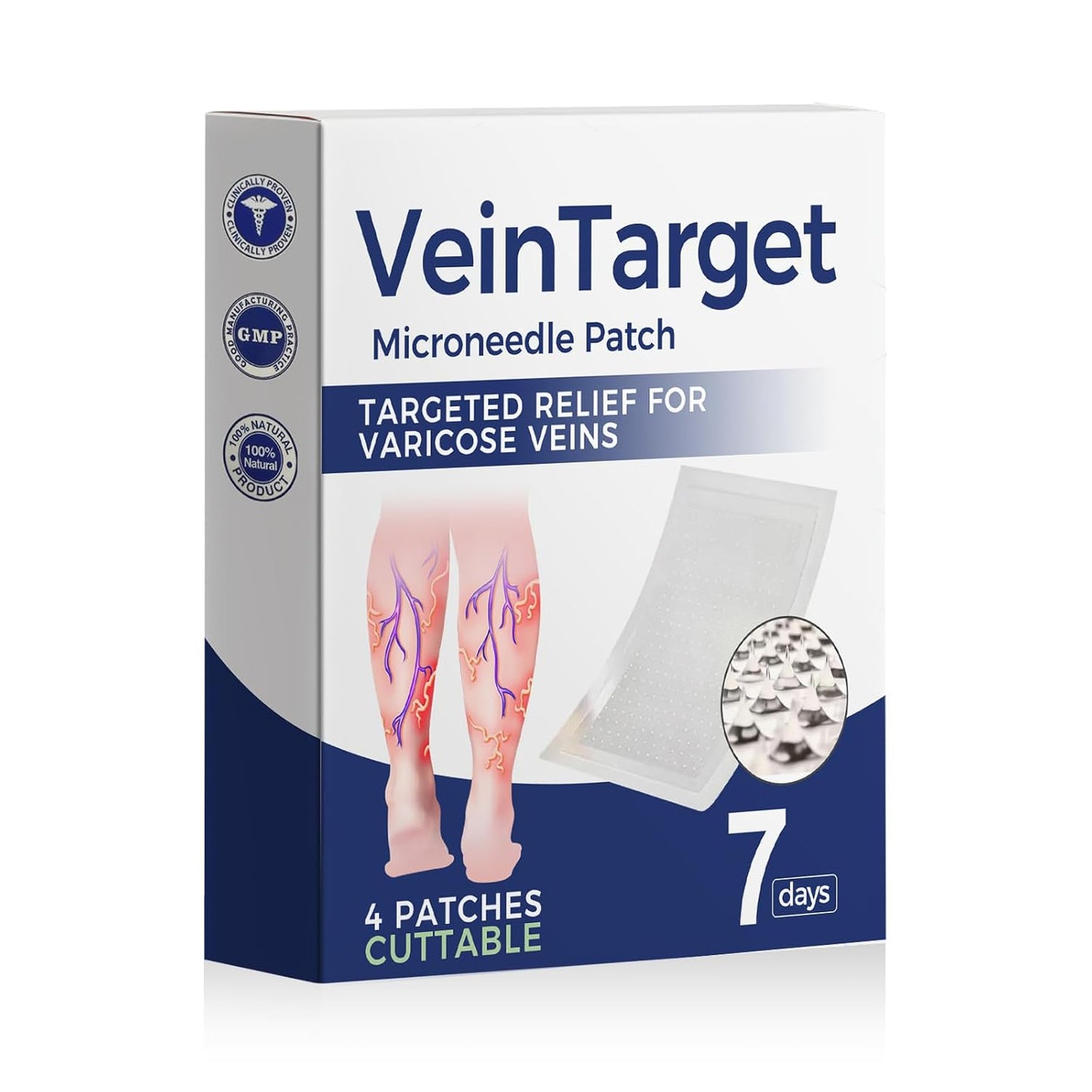 Vein Target Microdart Patches for Legs | Effective Treatment - 1 Box