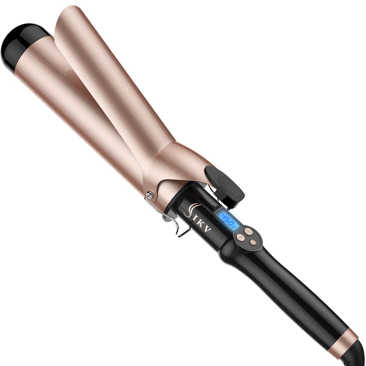2 Inch Curling Iron Extra Large Barrel for Long Hair, Big Curling Wand Ceramic Tourmaline with LCD Display,10 Temps, Dual Voltage