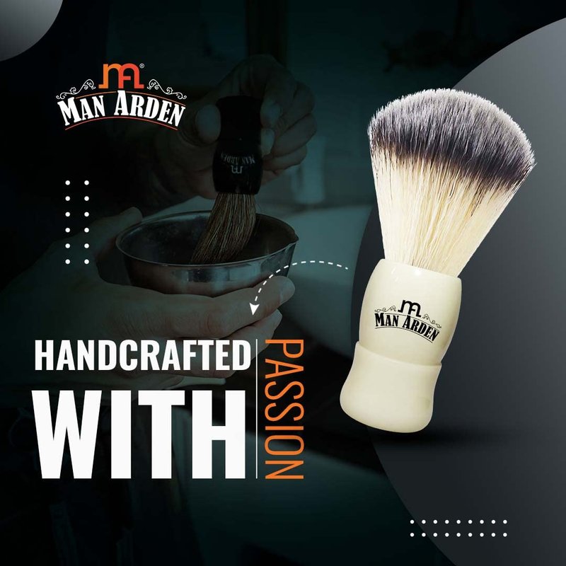 Man Arden Royal White Premium Shaving Brush With Ultra Soft & Absorbent Bristles & Long Handle | Cruelty Free | For A Smooth Shave