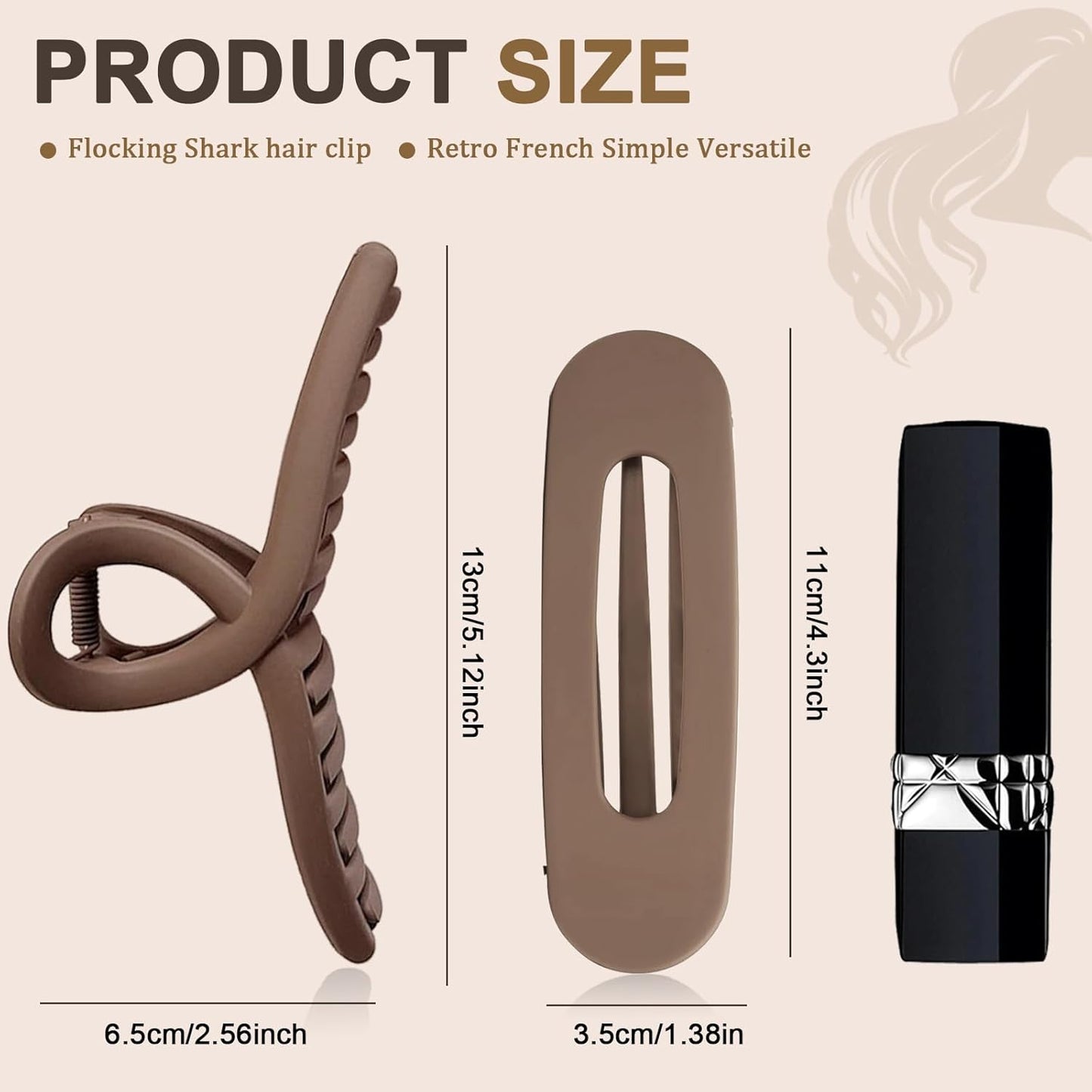 Large Matte Hair Claw Clips - 6 Pcs Set for Thin, Fine, or Thick Hair | No-Slip Butterfly Clips