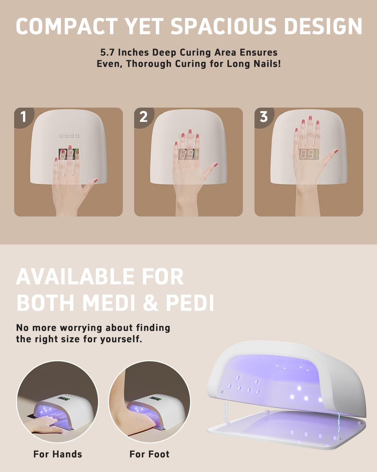Rechargeable LED Nail Lamp, 72W Professional UV Nail Light for Gel Polish with 4 Timers & Smart Sensor, 24 PCS Powerful Lamp Beads, LCD Display UV Dryer for Hard, Extension & Acrylic Gel Fast Curing