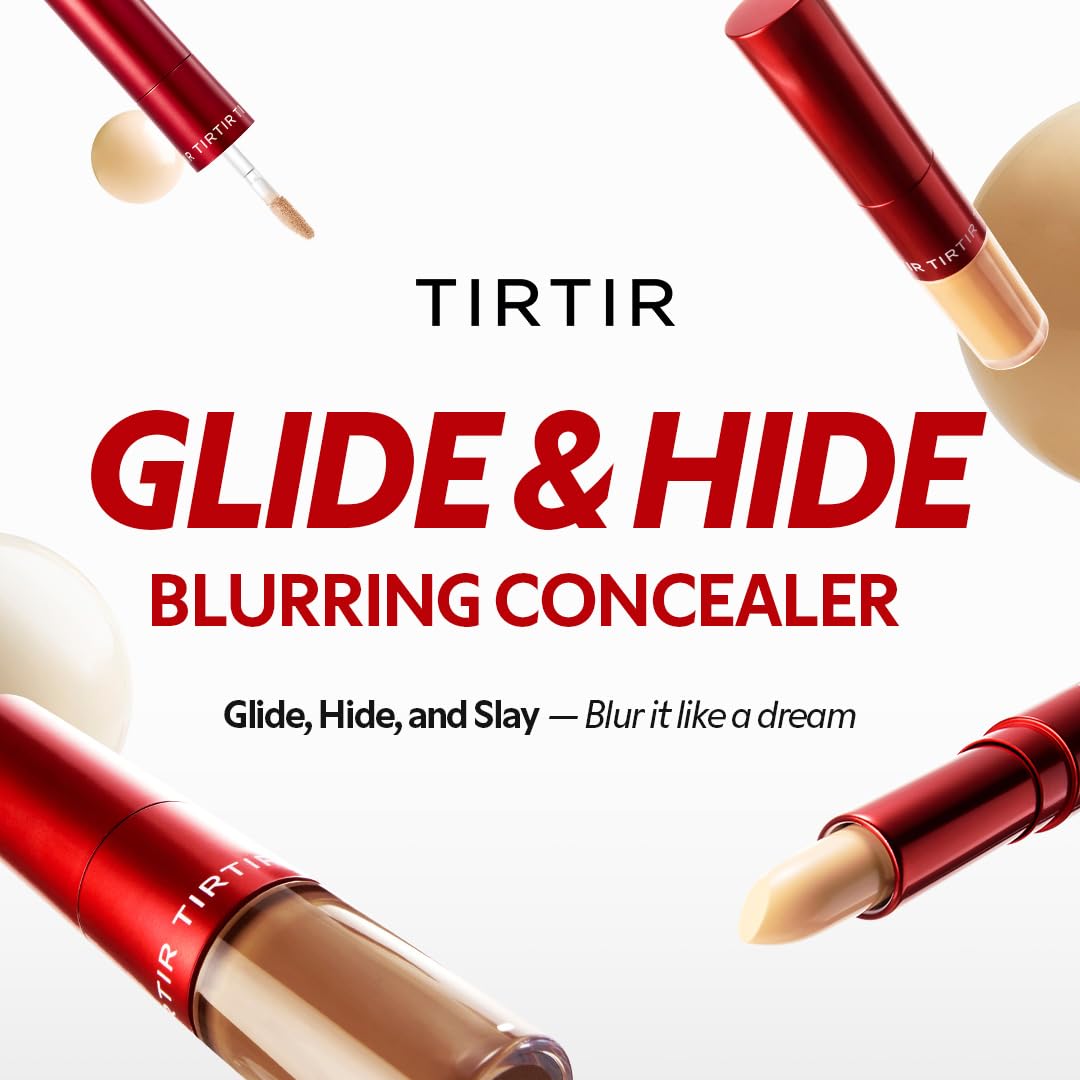 TIRTIR Glide&Hide Blurring Concealer - Creamy Dual Formula for Dark Circles & Wrinkles | #1N, 0.28 Oz