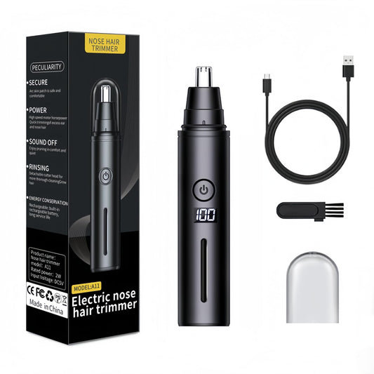 Ear and Nose Hair Trimmer for Men Women with Detachable Head, Professional Painless USB Rechargeable Nose Hair Trimmer, Powerful Motor and Washable Blades, Lightweight Black (Black Single-Piece)
