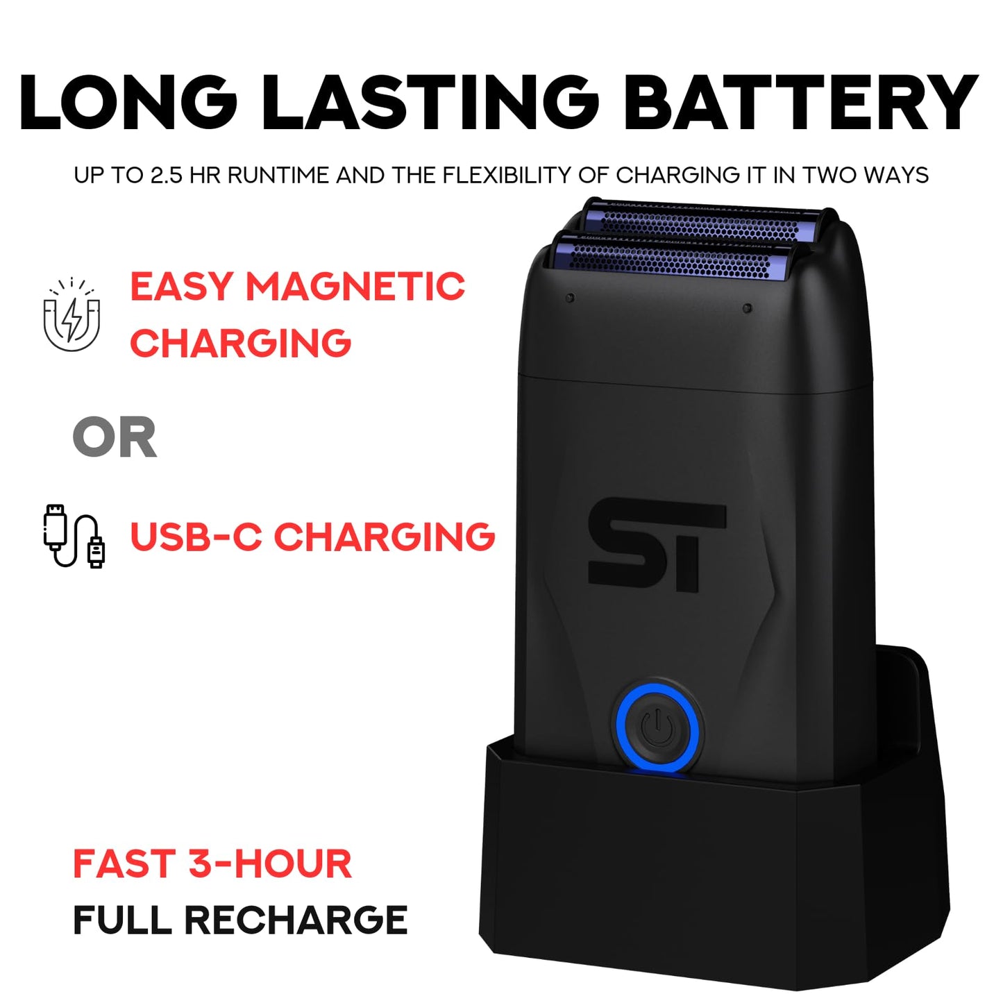 Supreme Trimmer DarkStar Foil Shaver STF720 – 9000 RPM Vector Motor, 150 Min Runtime Corded & Cordless Electric Razor | Hypoallergenic Foils for Face, Head & Stubble