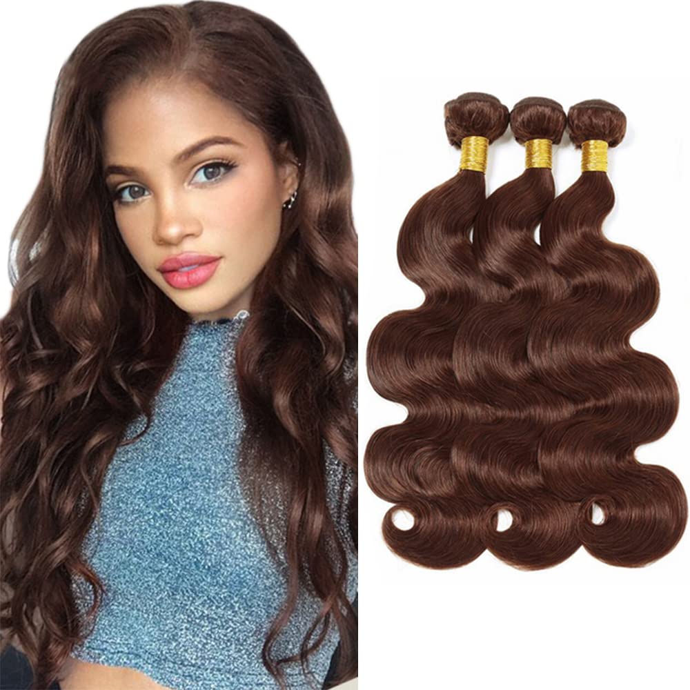 #4 Chocolate Bundles Human Hair Body Wave Bundles 26 26 26 Inch Brown Unprocessed Brazilian Virgin Hair 3 Bundle 50 Gram Per Bundle Deals Quick Weave Hair Extensions