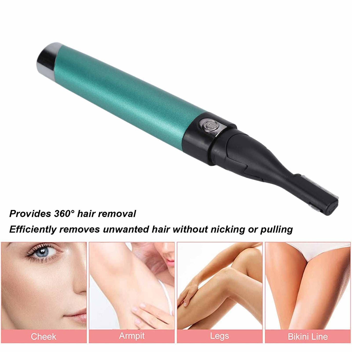Yinhing Electric Eyebrow Trimmer,Portable Hair Remover Trimmer Painless Shaver Kit for Women Men Lips Armpit Leg Body,Battery Operated (Green)