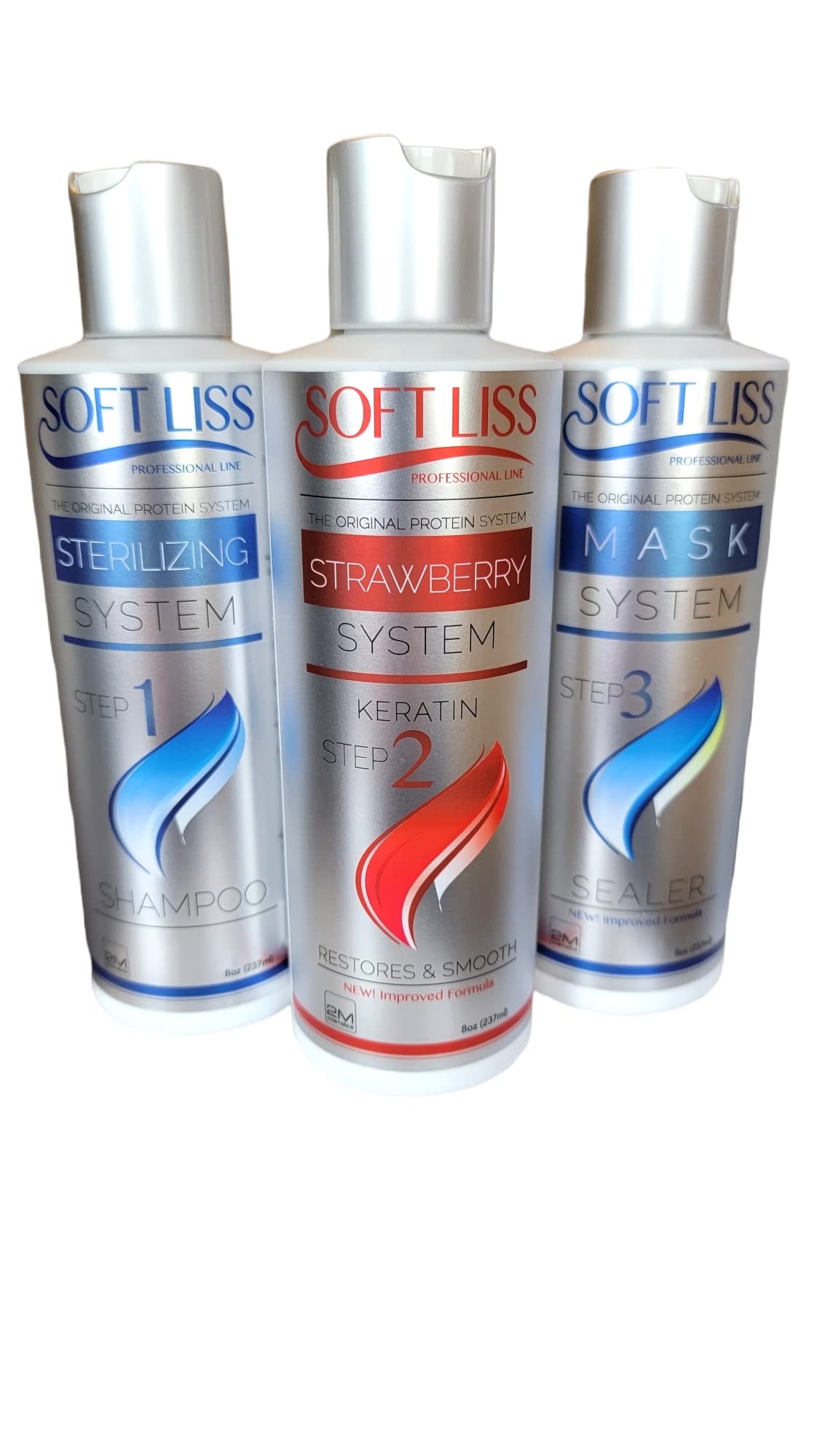 Soft Liss Keratin Brazilian Treatment Soft Liss Morango Kit 8oz Formaldehyde Free Unisex Hair Treatment Strawberry Scent Keratin and Strawberry Extract-based Straight Hair Care Agent
